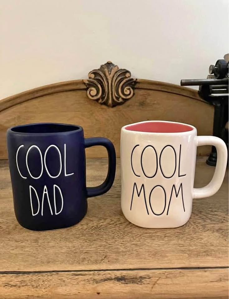 Rae Dunn Cool Mom and Dad Mug Pair