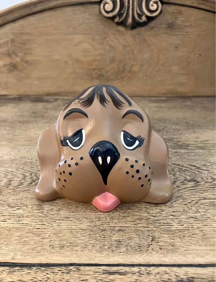 Vintage Hand Painted Puppy Dog Face Eyeglasses Holder