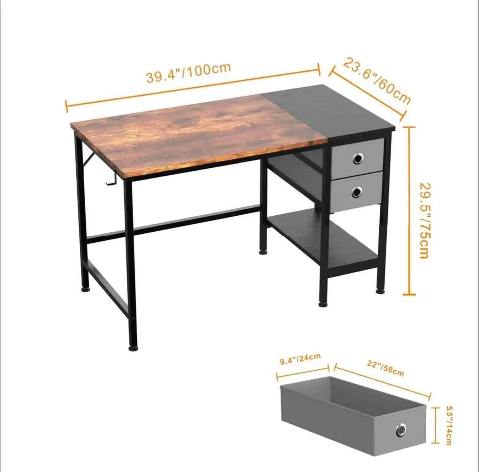 Brand New 🔥 40” Office Desk with 2 Drawers image indicator(2)