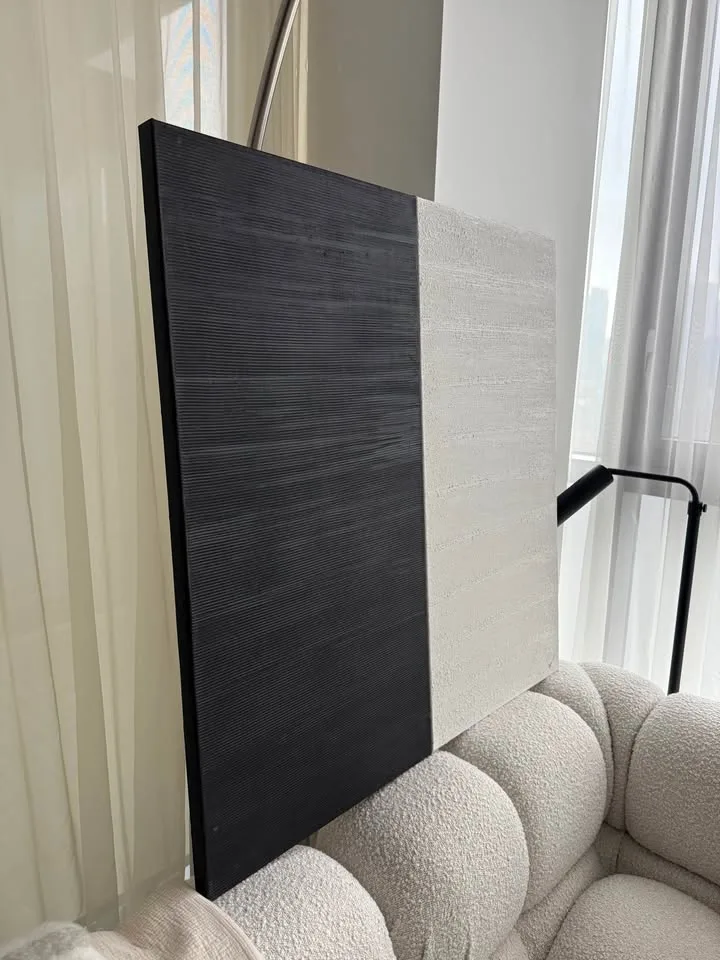 Black-and-white textured canvas art, Gobi by Arren image indicator(2)