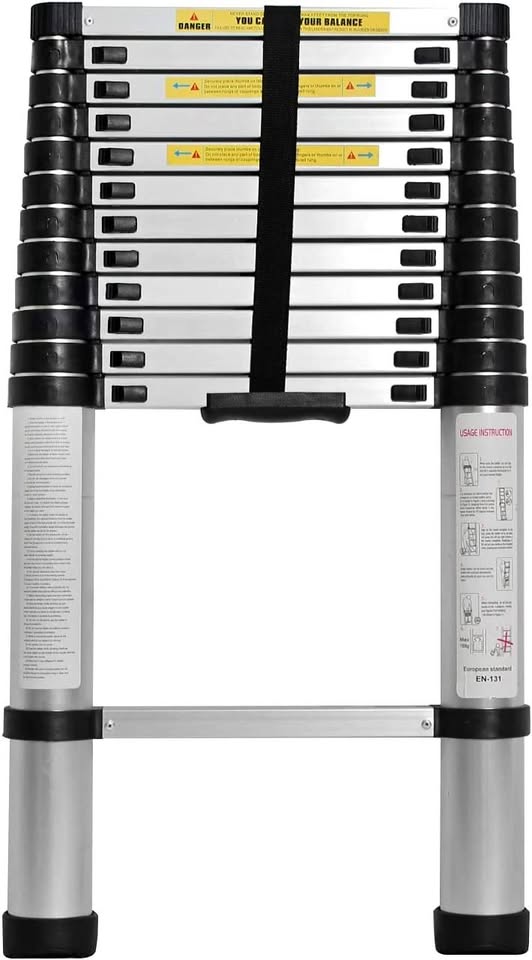 Telescopic Ladder, 12.5FT RIKADE Aluminum Ladder