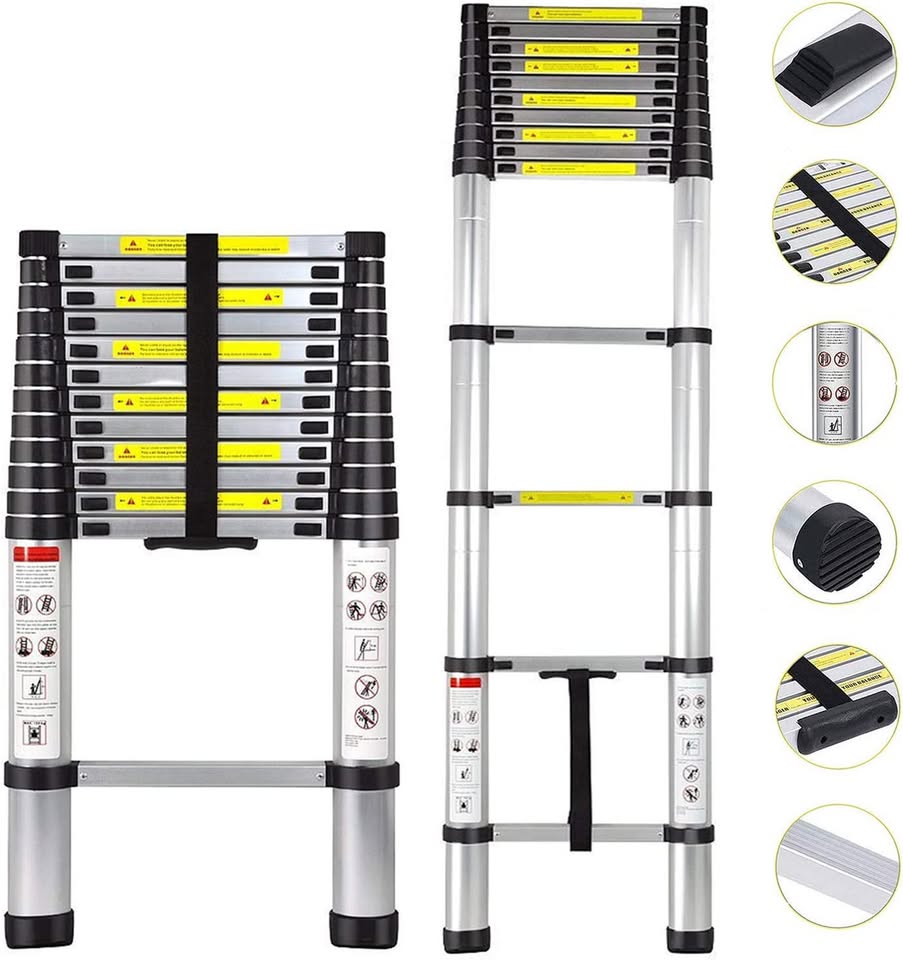 Telescopic Ladder, 12.5FT RIKADE Aluminum Ladder - photo 2