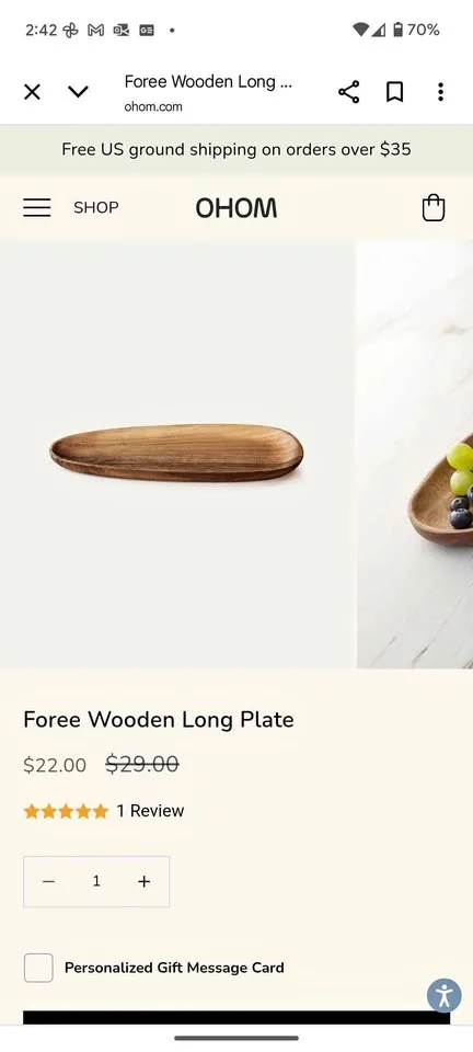 Ohom foree acaia wooden long plate