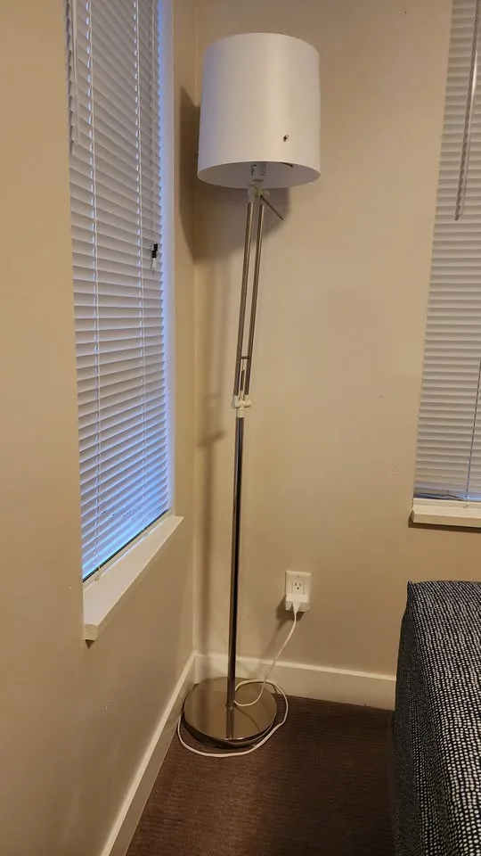 Floor Lamp - Adjustable Arm / Modern Chrome with White Shade image indicator(2)