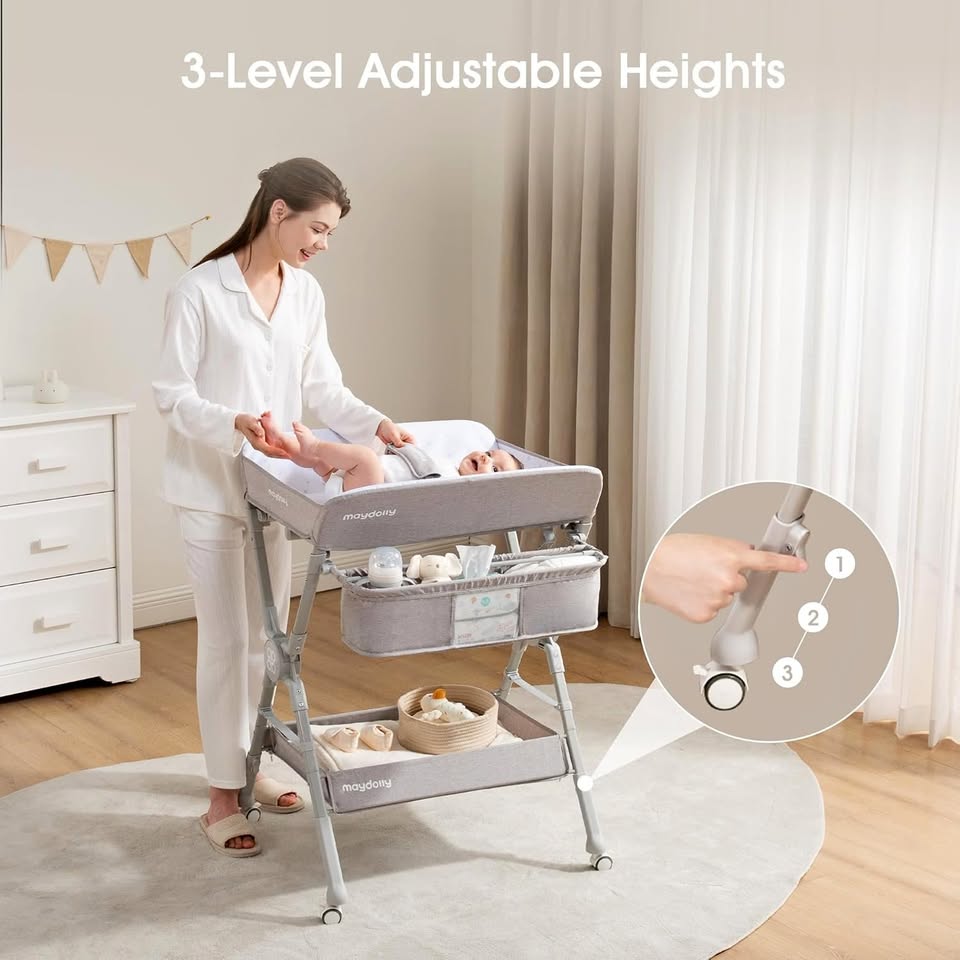 NEW~ Portable Baby Changing Table, Adjustable Height, Wheels - photo 2
