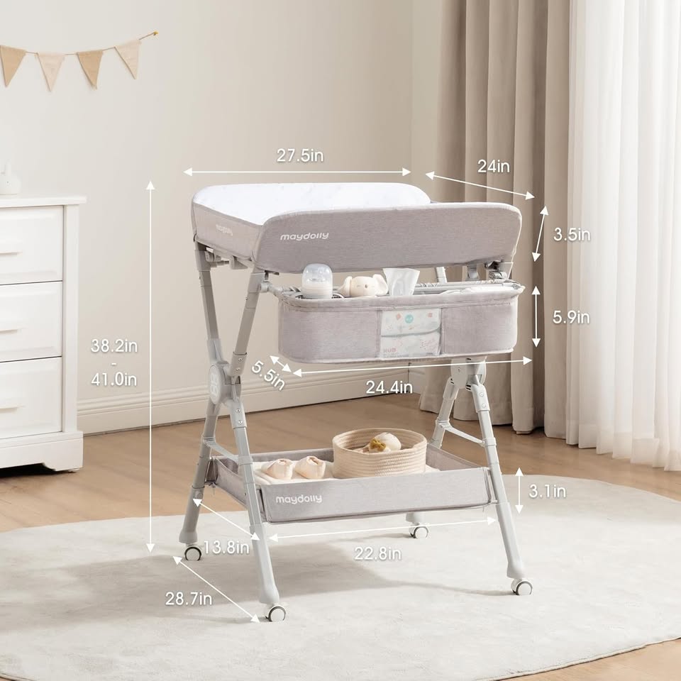 NEW~ Portable Baby Changing Table, Adjustable Height, Wheels - photo 4
