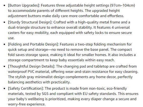 NEW~ Portable Baby Changing Table, Adjustable Height, Wheels - photo 5