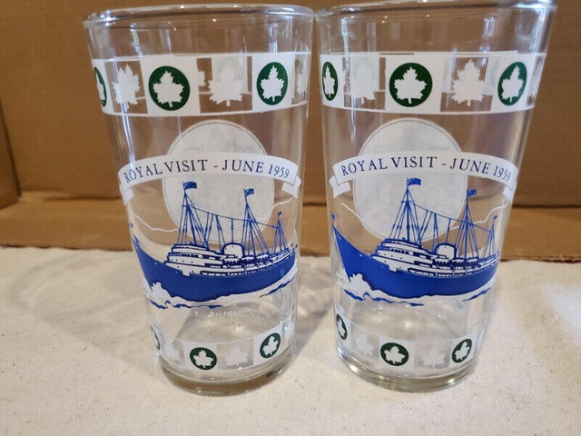 2 Glasses Commemorating 1959 Royal Visit