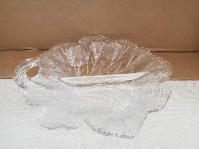 Vintage Leaf Glass Relish Dish