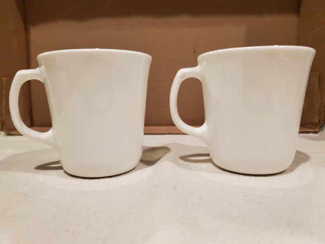 Pair of Vintage Corning Mugs - Plain White
