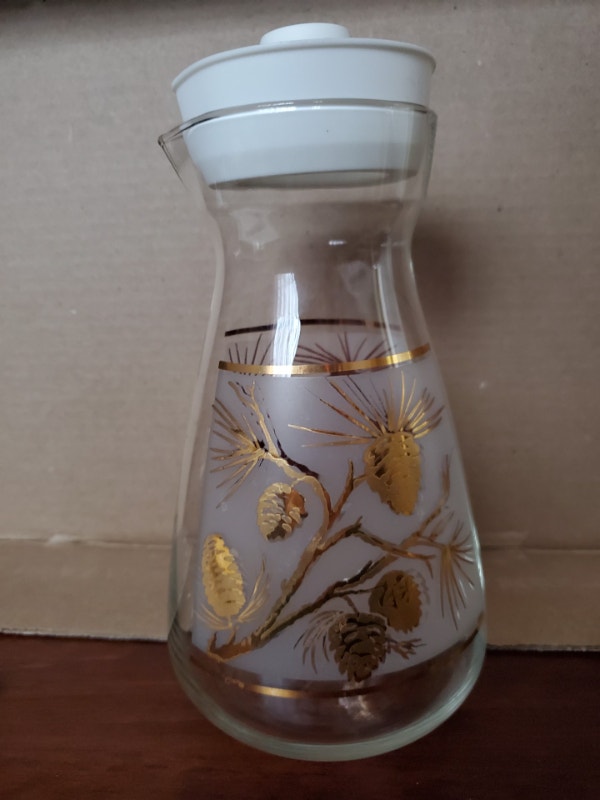 Vintage Glass Carafe with Gold Design - photo 2