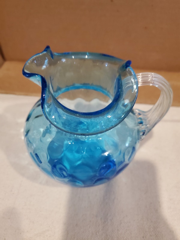 Little Blue Art Glass Jug - photo 4