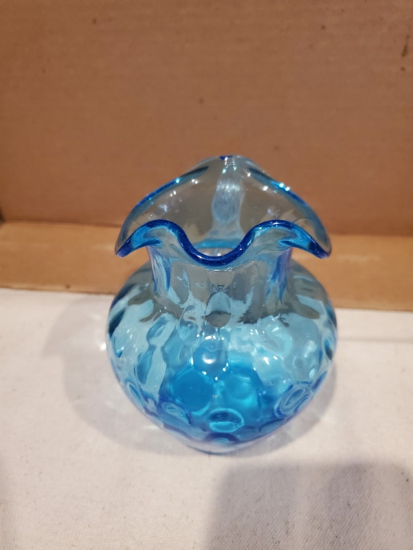 Little Blue Art Glass Jug - photo 5