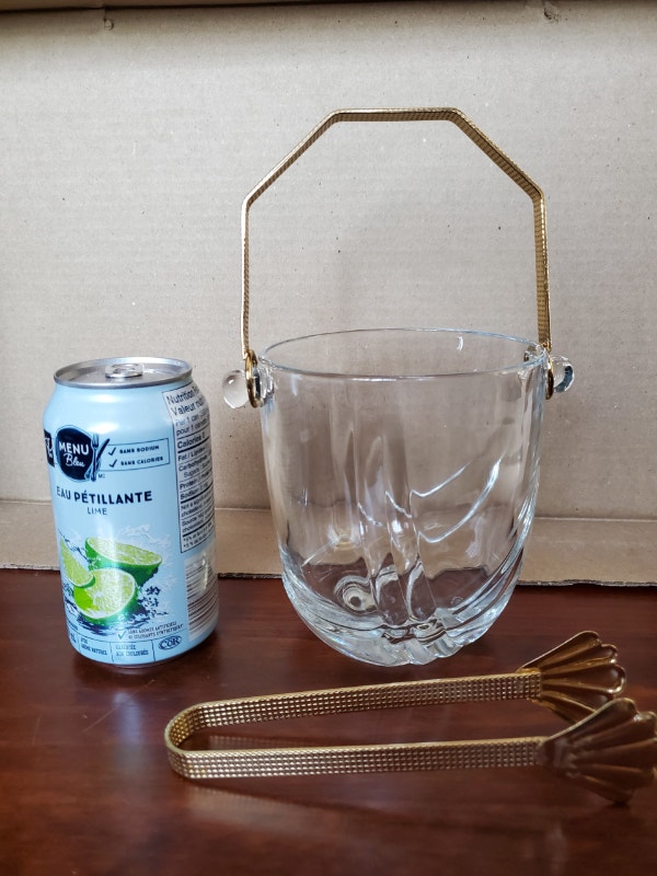 Small Ice Bucket with handle and tongs