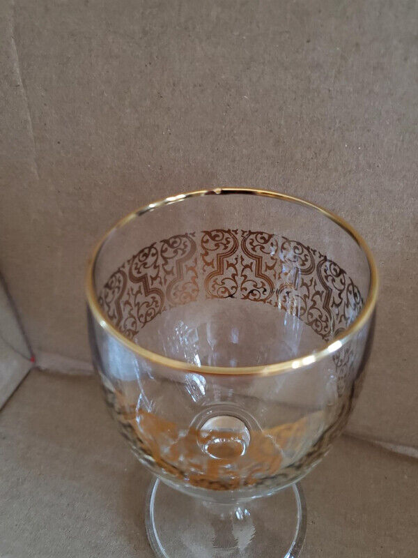 Set of 6 MCM Gold Print Bar Glasses - photo 3