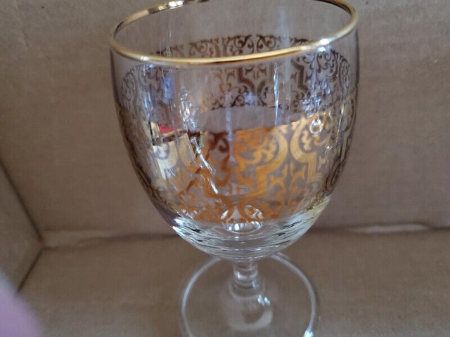 Set of 6 MCM Gold Print Bar Glasses - photo 4