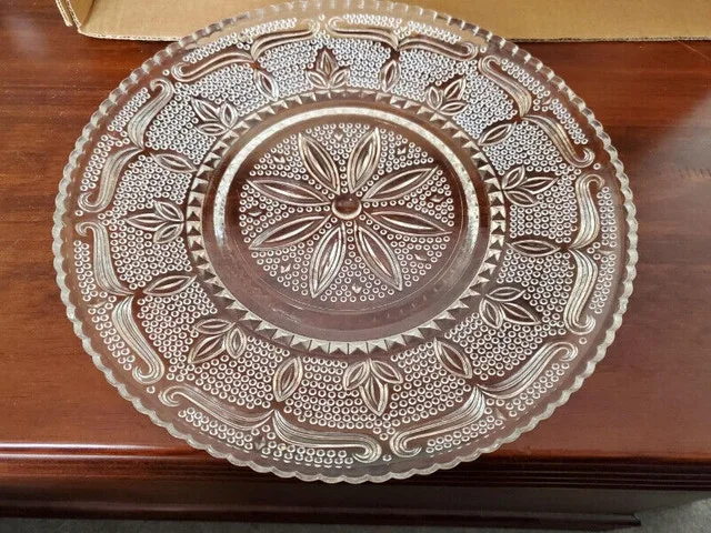 Vintage Glass Round Serving Plate image indicator(4)