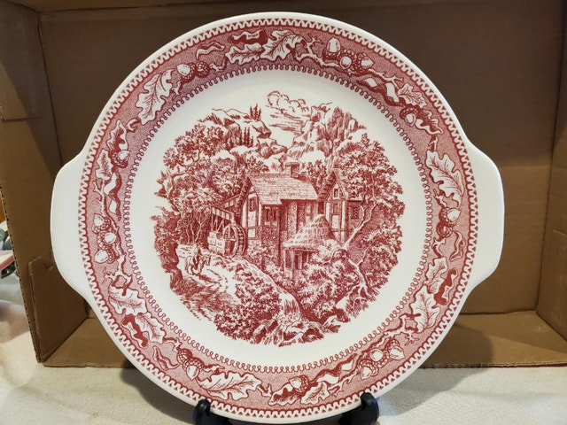 Vintage Red Transferware Plate