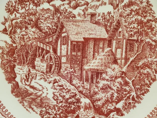 Vintage Red Transferware Plate image indicator(5)