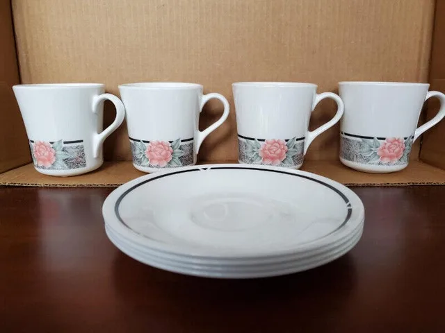Vintage Corelle Cups & Saucers – Silk & Roses Pattern thumbnail