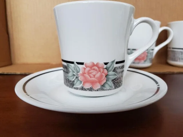 Vintage Corelle Cups & Saucers – Silk & Roses Pattern image indicator(2)