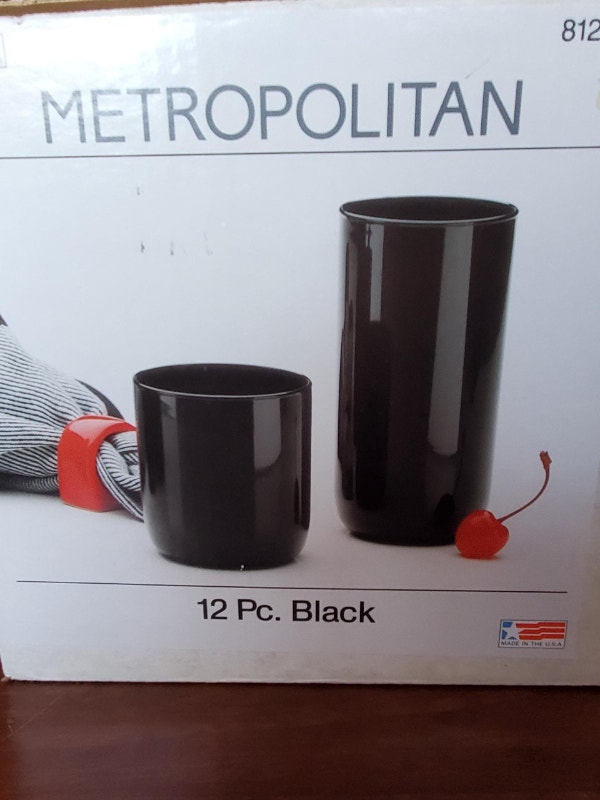 Vintage Libbey Metropolitan Black Glasses