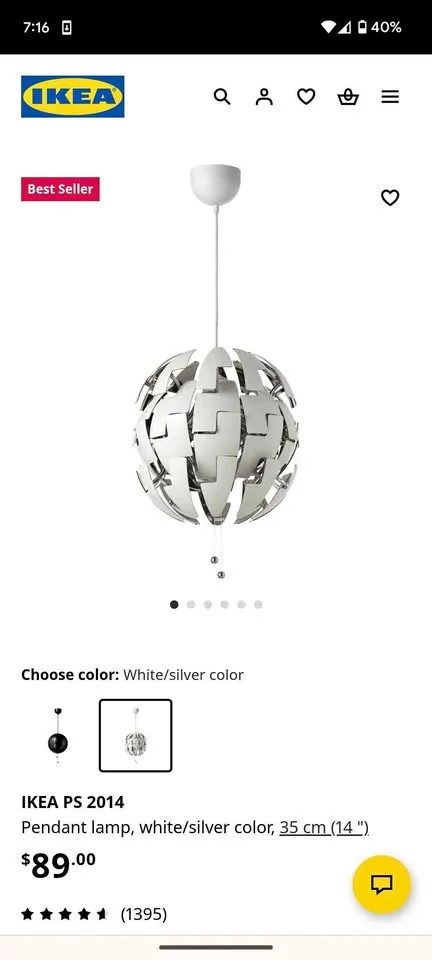 Ikea pendant lamp ps 2014