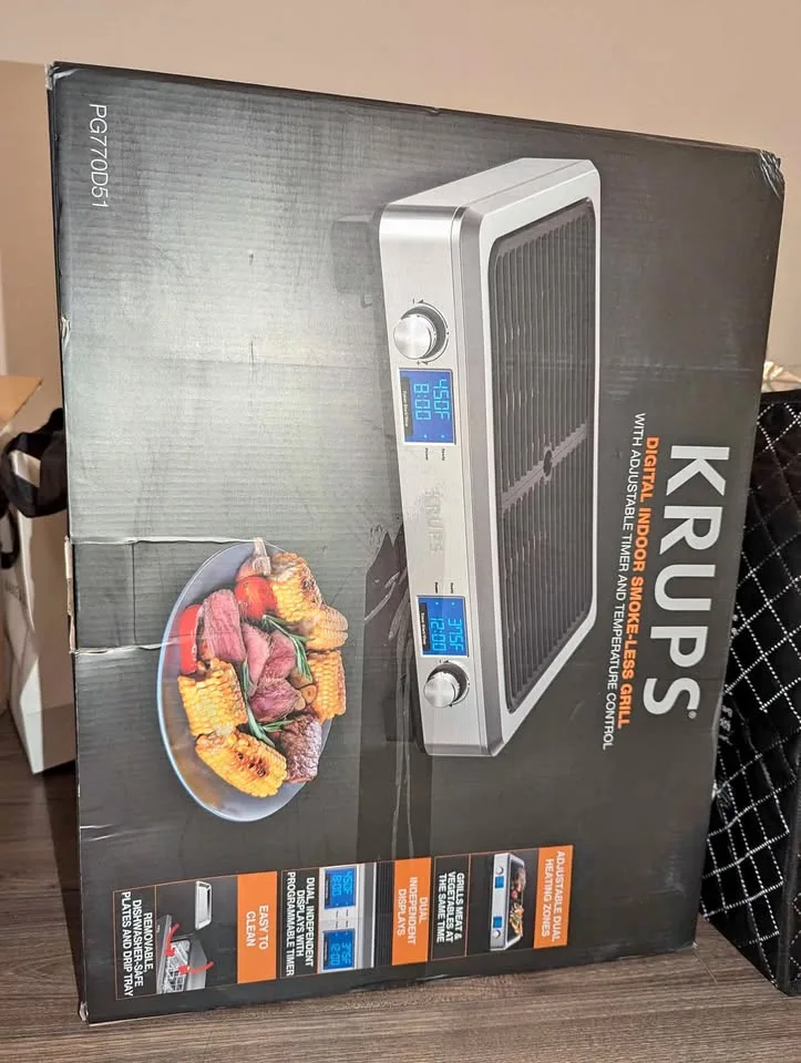 Krups Stainless Steel Digital Indoor Smoke Less Grill