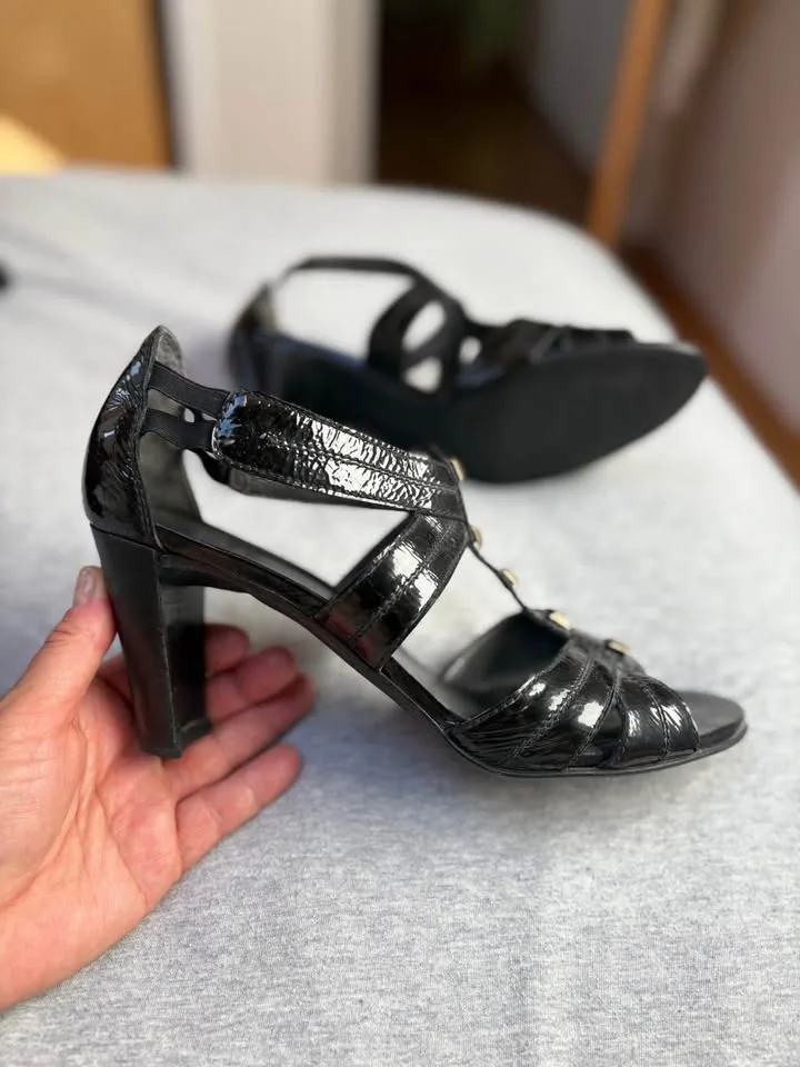Stuart Weitzman patent leather strappy heels size 9.5 image indicator(3)