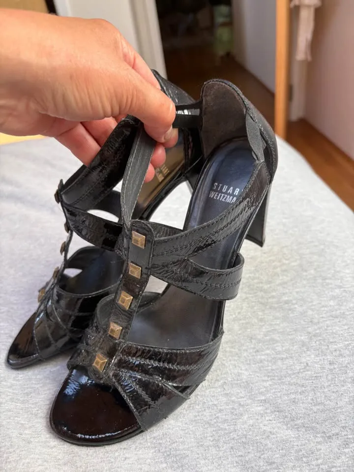 Stuart Weitzman patent leather strappy heels size 9.5 image indicator(5)