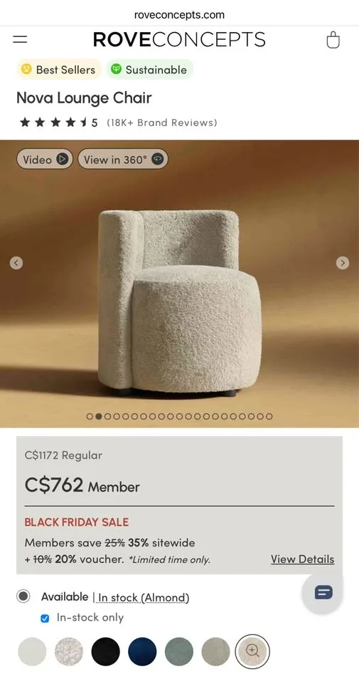 Rove Concepts Nova Lounge Chair – Almond, new image indicator(9)