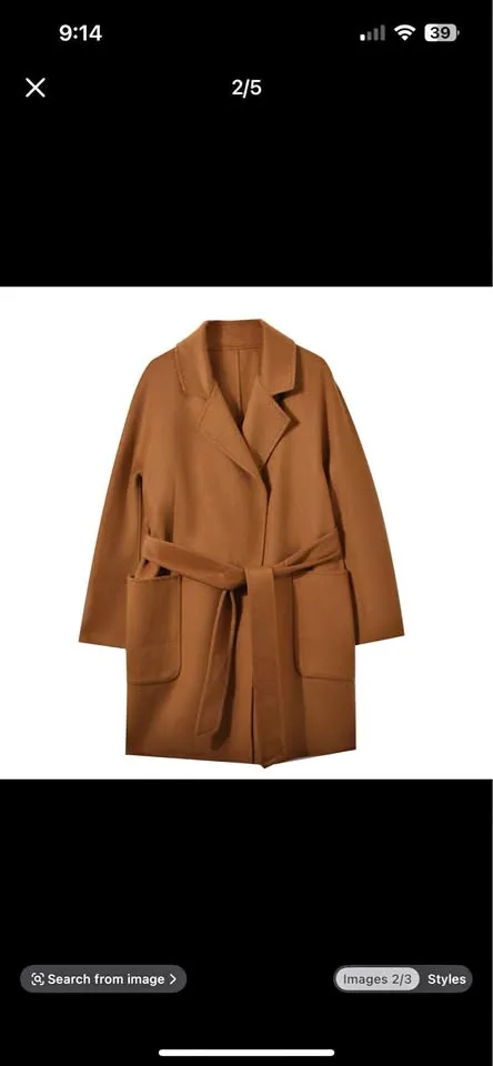 100% wool belted coat