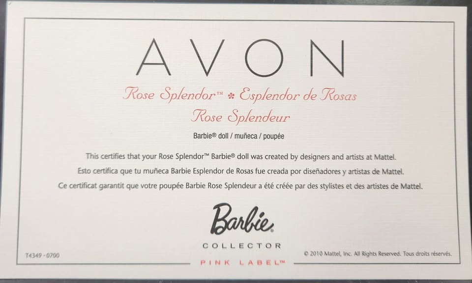 Rose Splendor Barbie - Barbie Collector Pink Label - Avon - photo 5