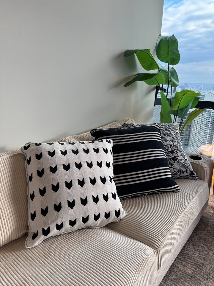 Modern Throw Pillows Set – Black & White Pattern - photo 2