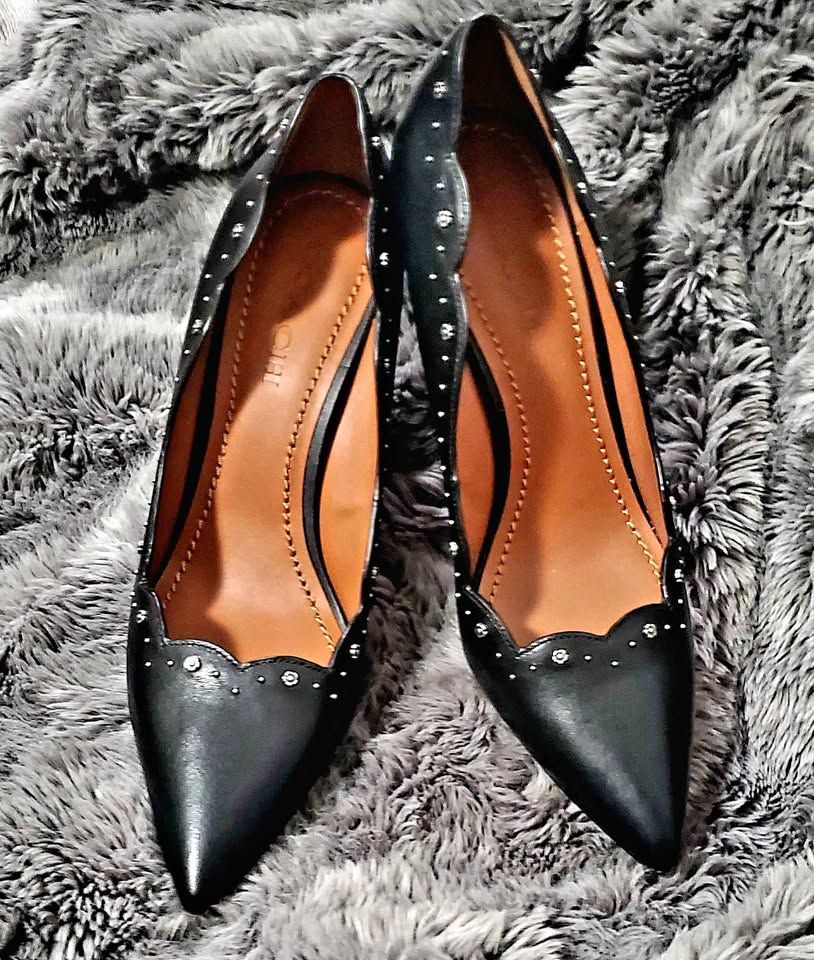 Brand New, Unworn, 100% Leather, Black Coach Heels!