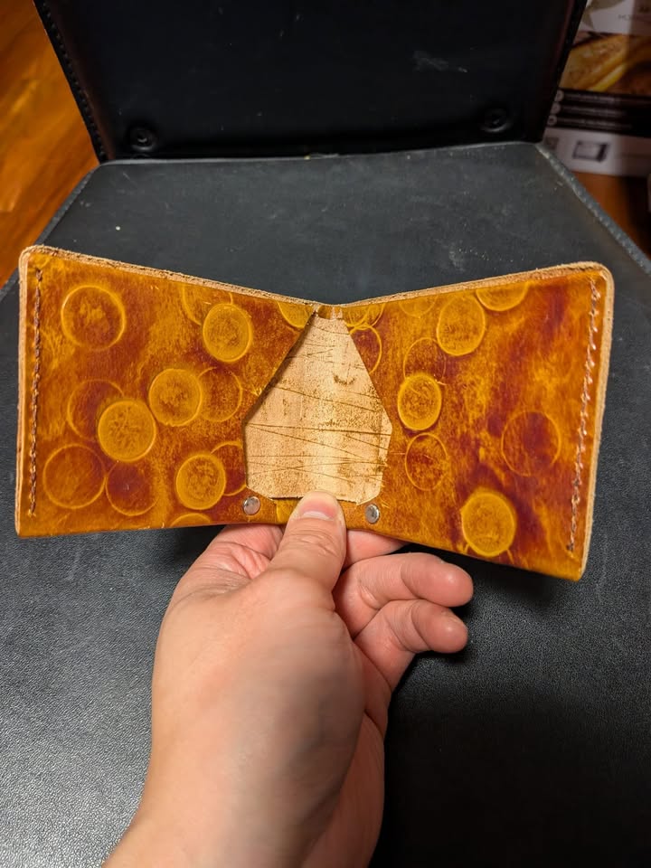 Handmade Distressed Leather Wallet (Canadian Penny Detail) – $10 - photo 2