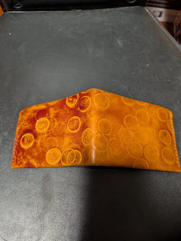 Handmade Distressed Leather Wallet (Canadian Penny Detail) – $10 - photo 4