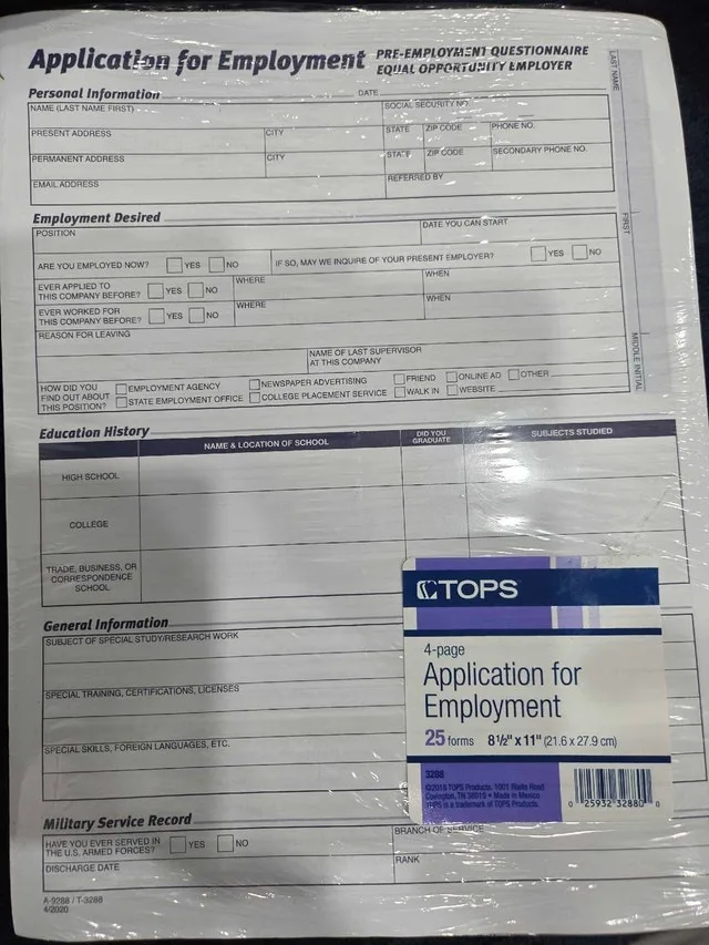 4 Page Application for Employment image indicator(2)