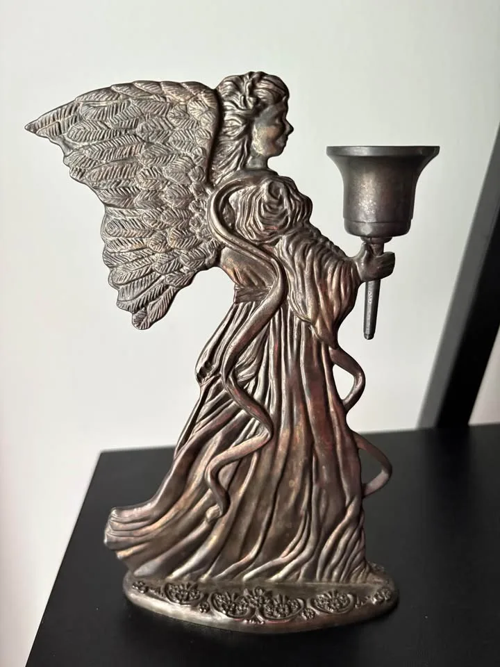 Vintage Angel Candle holders Silver Plated Christmas Decor image indicator(2)