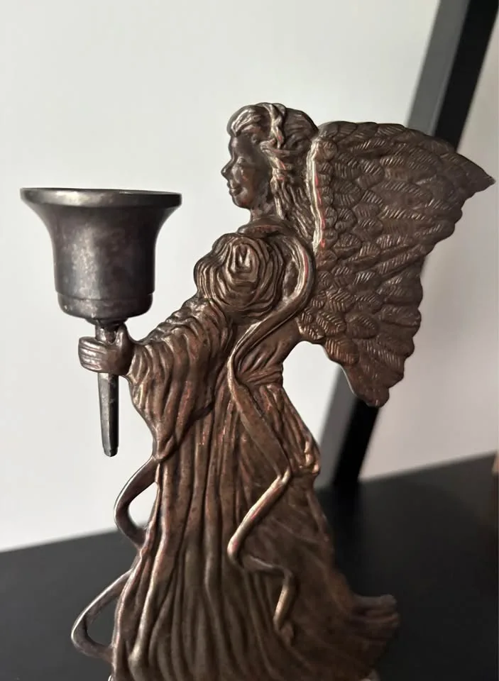 Vintage Angel Candle holders Silver Plated Christmas Decor image indicator(3)