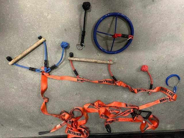 Ninja Warrior Slack Line + tree climbing stubs image indicator(2)