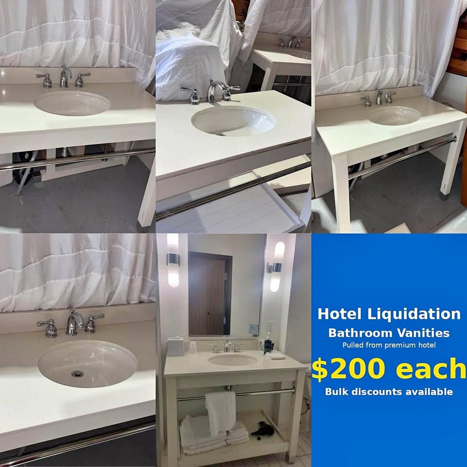 Hotel Bathroom Vanity w/ Stone Top + Faucet – $99 – Burlington