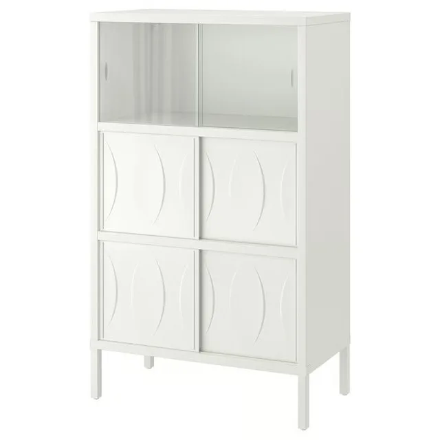 IKEA KALKNÄS Cabinet with Sliding Doors White Assembled NEW! thumbnail