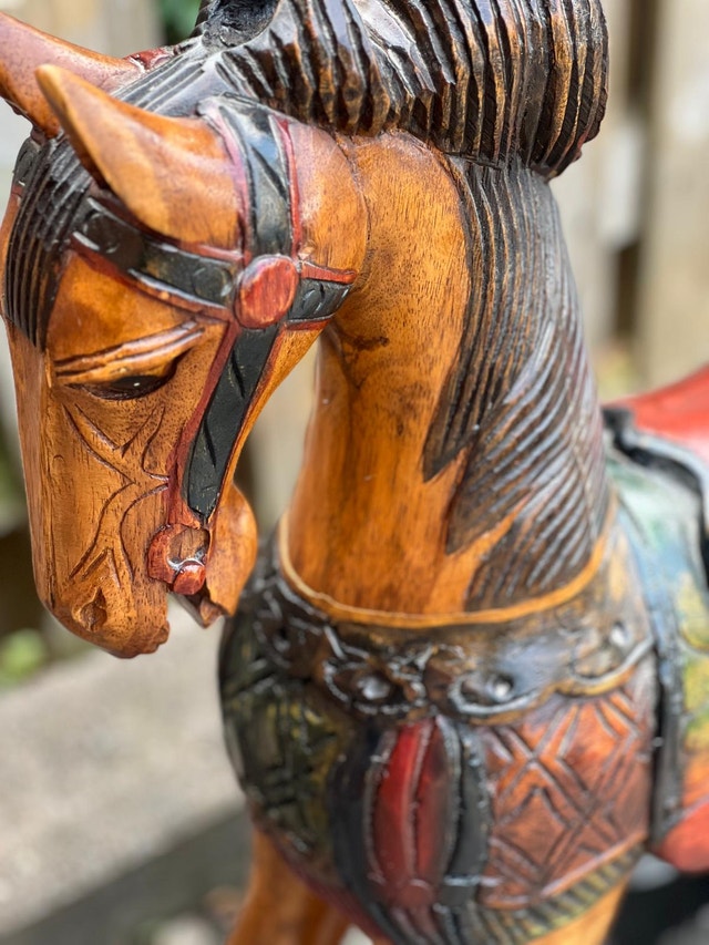 Handcarved Vintage Solid Wood Rocking Horse - photo 5