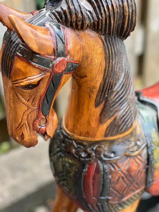 Handcarved Vintage Solid Wood Rocking Horse image indicator(5)