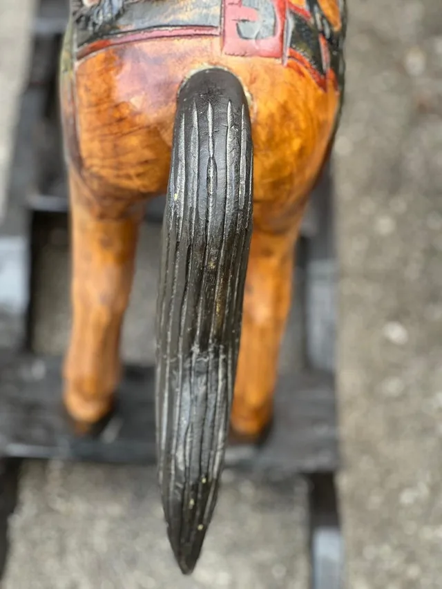 Handcarved Vintage Solid Wood Rocking Horse image indicator(6)