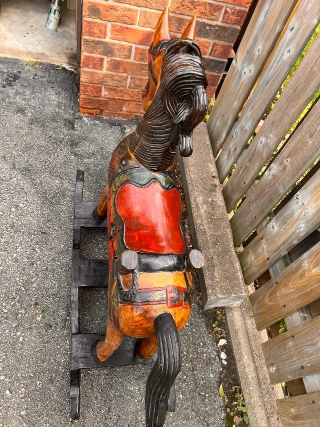 Handcarved Vintage Solid Wood Rocking Horse image indicator(7)