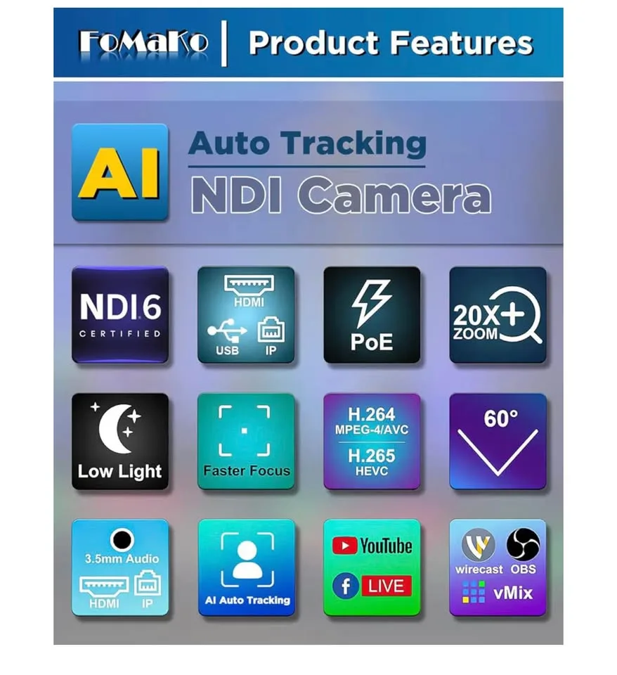 FoMaKo NDI Camera AI Auto Tracking image indicator(3)