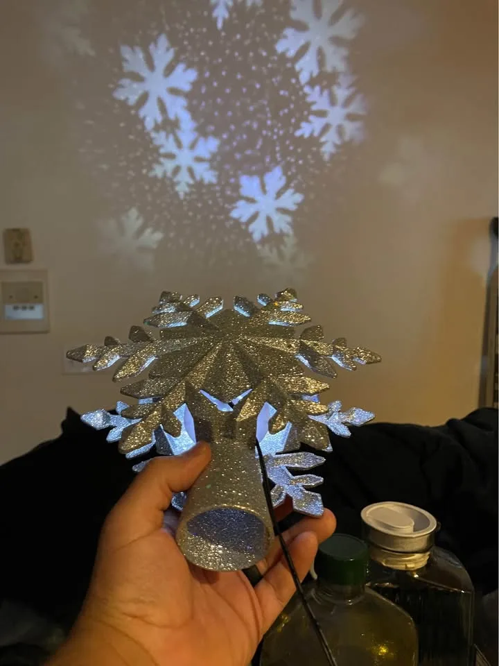 3D Snowflake Tree Topper with LED Projector Lamp - 10" image indicator(2)