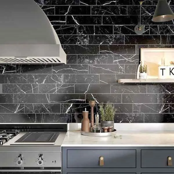 Impero Black Matte Marble Look Tile (3.39 sq. ft./Case)